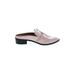 Charles & Keith Mule/Clog: Slip On Chunky Heel Casual Pink Print Shoes - Women's Size 38 - Almond Toe