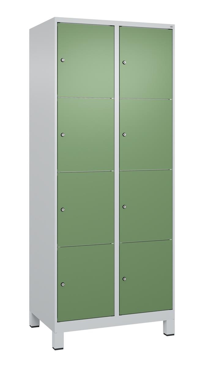 C+P Schließfachschrank Classic PLUS, Füße, 2 Abteile, 1950x800x500mm, 7035/6011 Image