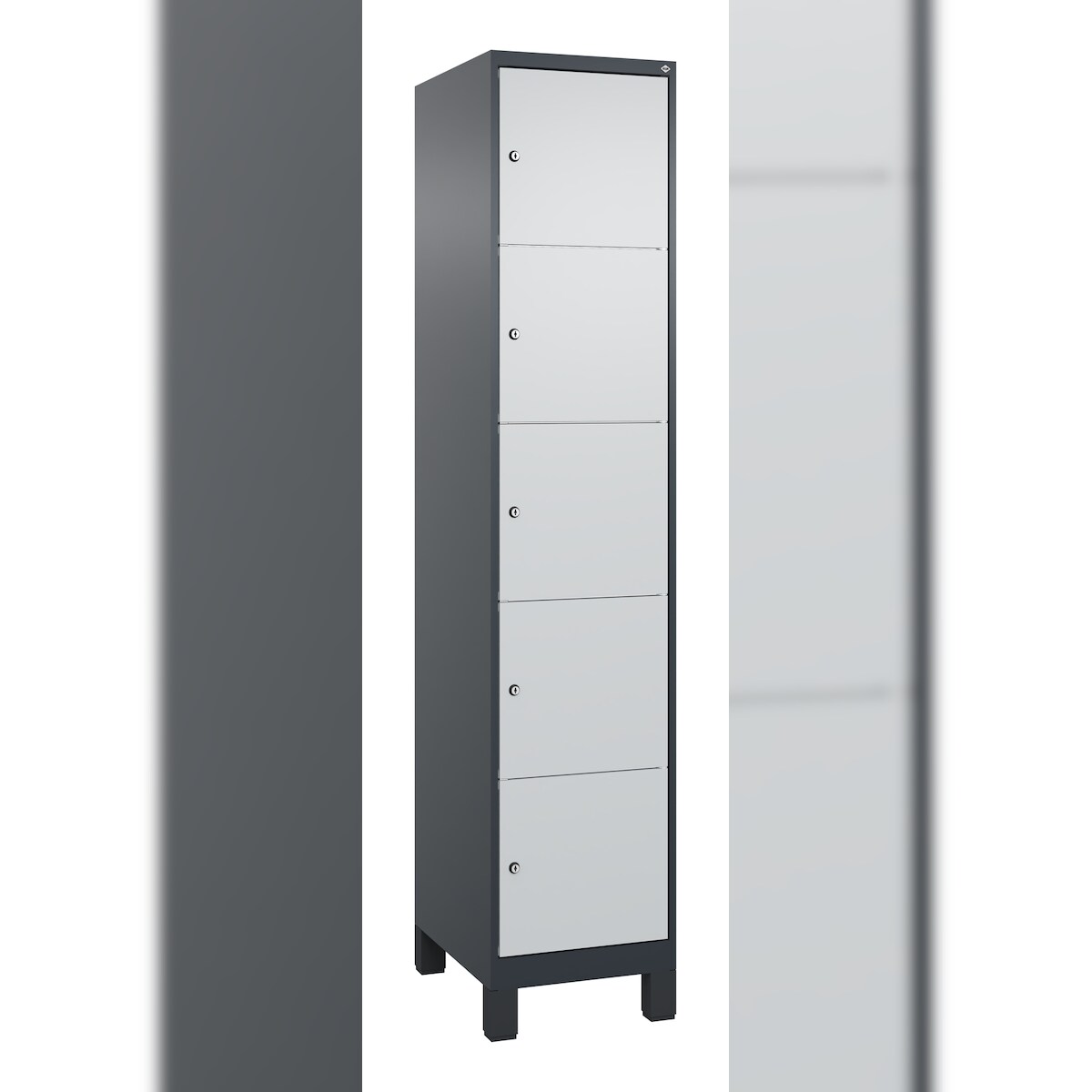 C+P Schließfachschrank Classic PLUS, Füße, 1 Abteil, 1950x400x500mm, 7016/7035 Image