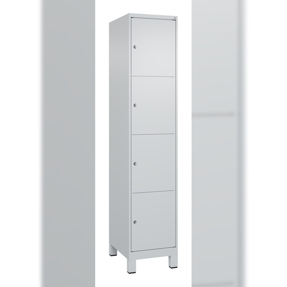 C+P Schließfachschrank Classic PLUS, Füße, 1 Abteil, 1950x400x500mm, 7035/7035 Image