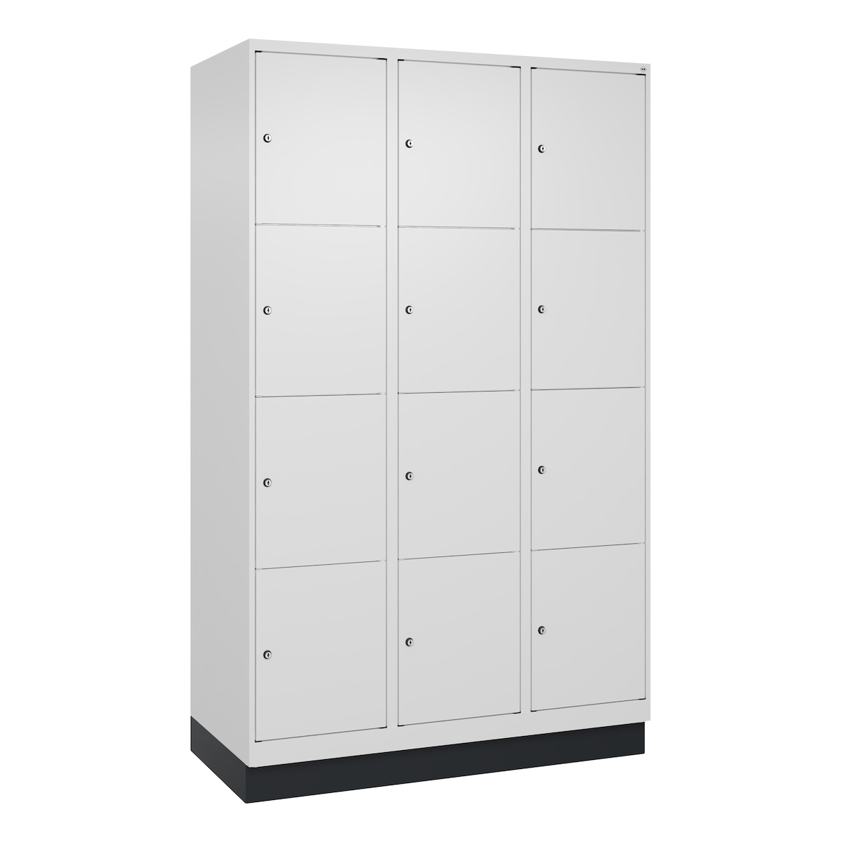 C+P Schließfachschrank Classic PLUS, Sockel, 3 Abteile, 1950x1200x500mm, 9016/90 Image