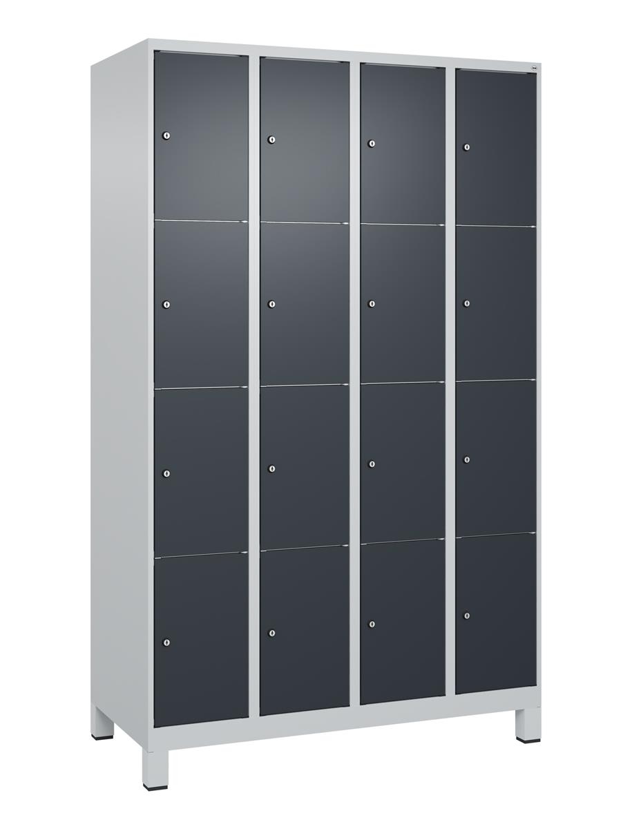 C+P Schließfachschrank Classic PLUS, Füße, 4 Abteile, 1950x1200x500mm, 7035/7016 Image