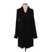 Express Casual Dress - Shirtdress V Neck Long sleeves: Black Print Dresses - Women's Size X-Small