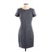 Theory Casual Dress - Sheath Crew Neck Short sleeves: Gray Print Dresses - Women's Size 4