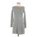 American Eagle Outfitters Casual Dress - Mini Crew Neck Long sleeves: Gray Print Dresses - Women's Size 2X-Small