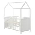 Lit cabane bébé 70x140 évolutif en bois blanc