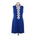 J Howard Casual Dress - Mini V-Neck Sleeveless: Blue Print Dresses - Women's Size 6