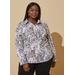 Plus Size Tiger Print Cotton Blend Shirt