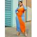 Plus Size Two Tone Maxi Bodycon Dress