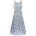 Medium Womens Dress Blue Fields Designer Print Sleeveless High V-Neck Princess Cut