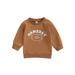 Canrulo Toddler Baby Girl Boy Casual Sweatshirt Long Sleeve Letter Print Loose Fit Pullover Tops Fall Winter Clothes Brown 18-24 Months