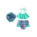 Canrulo 3Pcs Toddler Baby Girl Swimwear Summer Ruffle Crop Tops+Watermelon/Fish Scale Shorts+Hat Bikini Set Green 12-18 Months