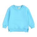 Elainilye Fashion Toddler Sweatshirts Boys And Girls Sweatshirt Coat Round Neck Children s Pullover Top Solid Color Fleece Tops Blue