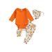 TheFound Newborn Baby Girl Boy Halloween Clothes Long Sleeve Romper Pumpkin Print Pants Hat 3Pcs Outfits