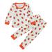 Cute Fall Outfits For Toddler Long Sleeve Cartoon Bear Strawberry Prints Tops Pants Two Piece Casual Set For Kids Clothes Baby Outfit Sets Fall Orange 18 Months-24 Months