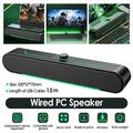 USB Powered Wired PC Speakers LED Light Computer Speakers with Knob Glowing Soundbar Stereo Bass RGB Speaker for Desktop PC Laptop