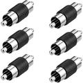 6Pcs RCA Male to Male Adapter Audio Video Nickel Plated RCA Male Coupler Connector Adapter for RCA Cable