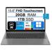 Lenovo Newest 15 IdeaPad 3 15.6 FHD Touchscreen Laptop 11th Gen Intel i5-1135G7(Beat i7-1065G7) 20GB DDR4 RAM 1TB SSD Webcam Backlit Keyboard WiFi 6 USB-C HDMI Windows 11S+JVQ MP