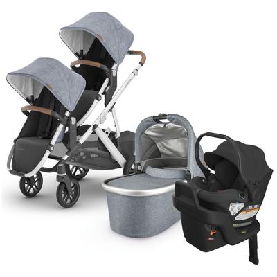 UPPAbaby VISTA V2 Double Stroller + Aria Travel System Bundle with Rumble Seat V2+ - Gregory / Jake