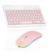 Rechargeable Bluetooth Keyboard and Mouse Combo Ultra Slim for Lenovo Legion Pro and All Bluetooth Enabled Android/PC-Baby Pink Keyboard with Baby Pink RGB LED mouse