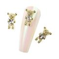 SDJMa 20 Pieces Bear Nail Art Decoration 3D Cute Bear Nail Charm Crystal Bear Shaped Rhinestones Bear Nail Ornaments DIY Bear Nail Design Decoration for Nail Art - Gold-S