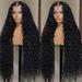 13x6 Deep Wave Lace Front Wigs Human Hair 180% Density HD Deep Curly Human Hair Lace Front Wig for Women Water Wave Wig Human Hair Pre Plucked with Baby Hair Curly Lace Frontal Wigs 24 Inch
