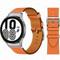 YuiYuKa No Gaps Leather Band For Samsung Galaxy Watch 4 Classic 46mm 42mm Smartwatch Belt Women Men StrapBracelet Correa Galaxy Watch 5/5 Pro Galaxy Watch 4 40mm 44mm Bands - feu rpsom-silver