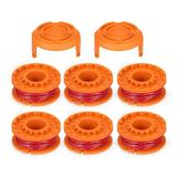 6pcs Cordless Trimmers Line Spools With 2 Cap Covers Kit Durable For Worx GT Trimmer Line Spools Cordless Trimmers With 2 Cap Covers Worx GT Trimmer Durable