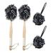 Bamboo charcoal fiber bath ball and wooden handle set for spa or bathing Bath ball wooden stick set Bamboo charcoal fiber anti-slip for bathroom spa black 35.0 cm * 10.0 cm * 6.0 cm