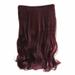 HX-Meiye 5 Clips Women Ladies Long Wig Thick Hair Soft Fluffy Straight Wig for Woman Girls Daily Use Hair Styling Wine Red