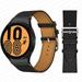 YuiYuKa No Gaps Leather Band For Samsung Galaxy Watch 4 Classic 46mm 42mm Smartwatch Belt Women Men StrapBracelet Correa Galaxy Watch 5/5 Pro Galaxy Watch 4 40mm 44mm Bands - Black-black