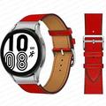 YuiYuKa No Gaps Leather Band For Samsung Galaxy Watch 4 Classic 46mm 42mm Smartwatch Belt Women Men StrapBracelet Correa Galaxy Watch 5/5 Pro Galaxy Watch 4 40mm 44mm Bands - red-silver