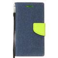 GSA Denim Fabric Flip Wallet Case for LG Q7 Q7 Plus Green & Dark Blue