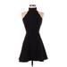 TOBI Casual Dress - A-Line Halter Sleeveless: Black Solid Dresses - Women's Size Small