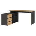 Klaus Rectangular Office Desk With Storage, Graphite/Grandson Oak