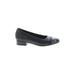 Clarks Flats: Slip On Chunky Heel Classic Black Print Shoes - Women's Size 7 - Almond Toe