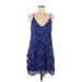 Express Casual Dress - Shift V Neck Sleeveless: Purple Print Dresses - Women's Size Medium