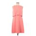 Ann Taylor LOFT Casual Dress - A-Line Crew Neck Sleeveless: Pink Print Dresses - Women's Size 6