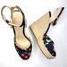 Jessica Simpson Shoes | Jessica Simpson "Zestah" Retro Espadrille Wedge Sandals Size 10 | Color: Blue/Red | Size: 10