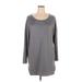 Cable & Gauge Casual Dress - Shift Scoop Neck Long sleeves: Gray Print Dresses - Women's Size X-Large