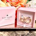 Kate Spade Jewelry | Kate Spade New York Elegant Edge Hammered Rose Gold & Rhinestone Hoop Earrings | Color: Gold/Pink/Red | Size: See Description