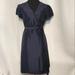J. Crew Dresses | J. Crew Navy Silk Wrap Dress | Women's Midi Dress Size 4p | Color: Blue | Size: 4p