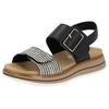 Keilsandalette REMONTE "ELLE-Collection", Damen, Gr. 44, beige (schwarz, creme), Leder, Textil, casual, Schuhe, Sommerschuh, Sandale, Komfortschuh mit praktischen Klettverschlüssen