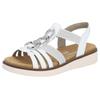 Sandale REMONTE, Damen, Gr. 39, silber (weiß, silberfarben), Lederimitat, casual, Schuhe, Sommerschuh, Sandalette, Keilabsatz, mit praktischen Gummizügen