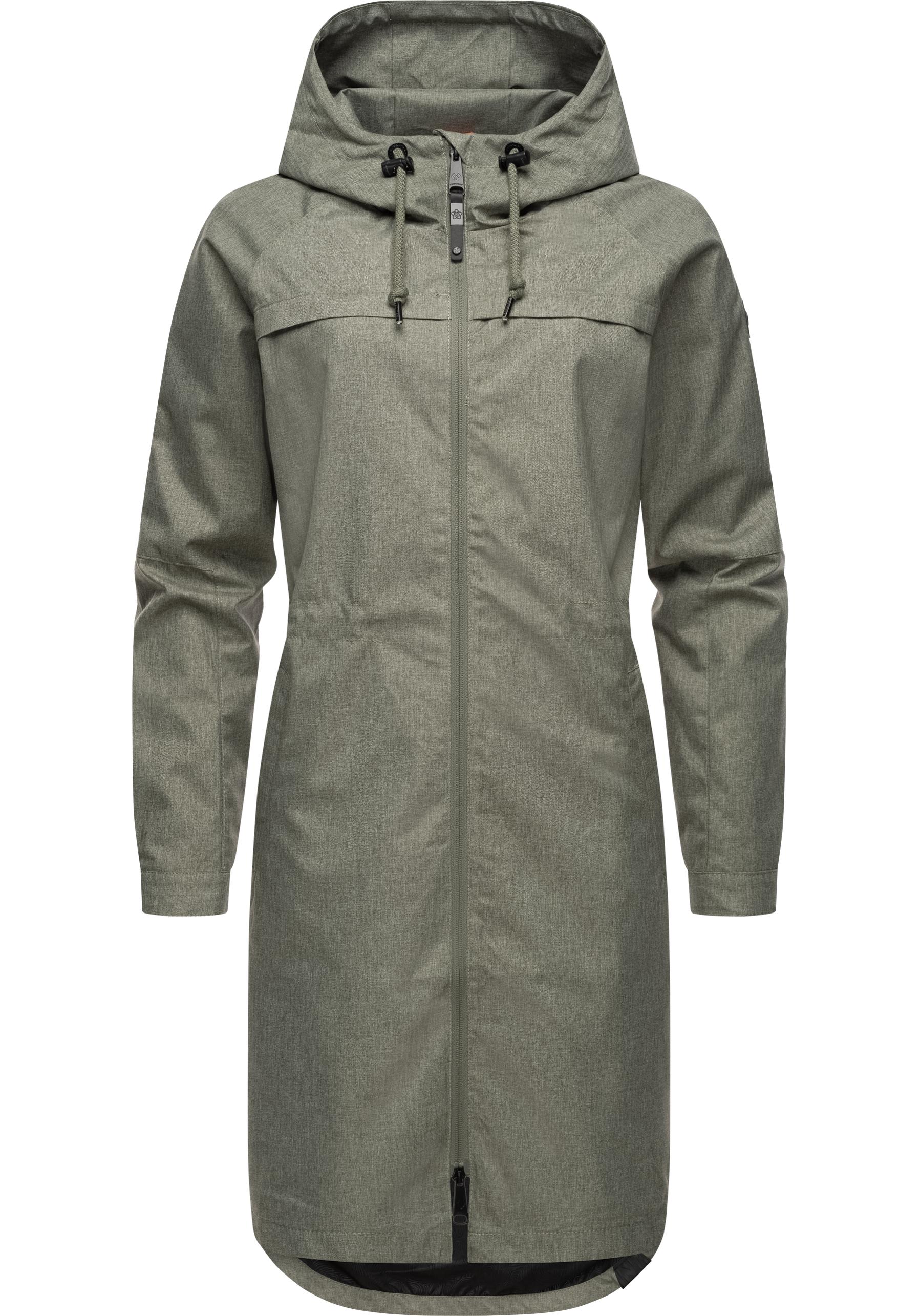 Outdoorjacke RAGWEAR "Belinka", Damen, Gr. XL(42), grün (helloliv), Obermaterial: 100% Polyester, Innenfutter: 100% Polyester, gerade knieumspielend, mit Knöpfen normaler Saum mit Druckknöpfen, Jacken, Wasserdichte lange und sehr leichte Übergangsjacke Image
