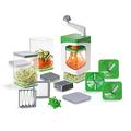 Genius Nicer Dicer Julietti Spiralschneider 17-tlg - Zoodle Maker + Würfelschneider in einem Set für Spiralen und Würfel | enthält 7 Schneideinsätze & 3 Auffangbehälter 1200ml