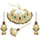 I Jewels 18K Gold Plated Indian Wedding Bollywood Handcrafted Faux Kundan & Pearl Studded Bridal Choker Necklace Jewellery Set with Earrings & Maang Tikka (IJ401MG)