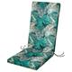 Waterproof High Back Chair Cushion With Ties - 120x45x4cm - Indoors/Outdoors Patio Seat Pad Cushion For Garden Chairs, Loungers, Recliner, Relaxer - Water-Resistant Material - Palm Leaves