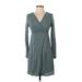 Athleta Casual Dress - A-Line V Neck Long sleeves: Gray Marled Dresses - Women's Size X-Small Petite