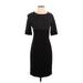 PREMISE Casual Dress - Sheath Crew Neck Short sleeves: Black Solid Dresses - Women's Size Small